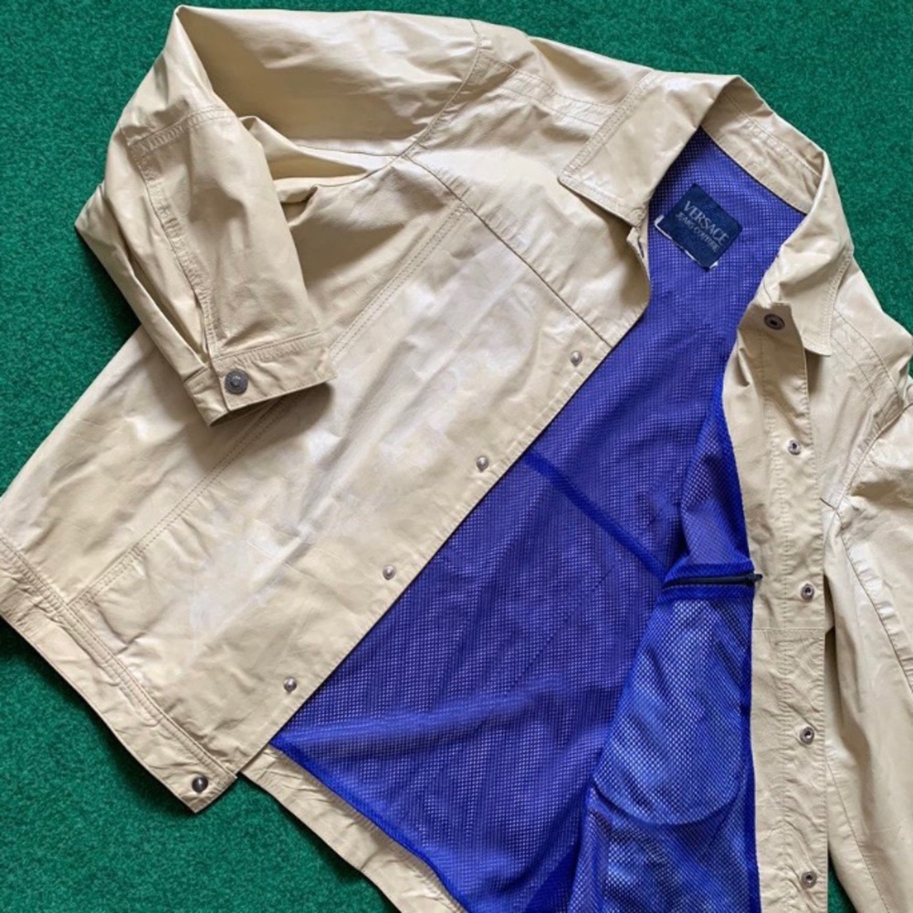 Tan Versace leather jacket
